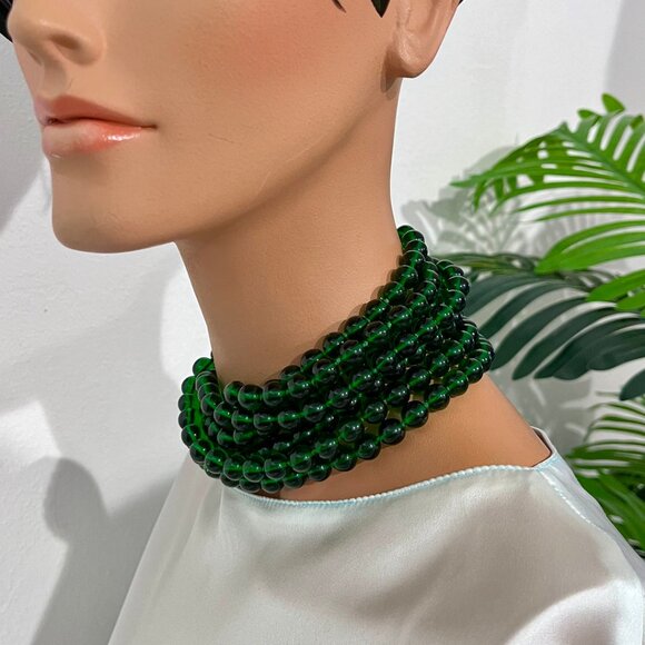 Chanel Vintage Seven Strand Green Gripoix Necklace - Picture 5 of 10